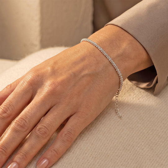 Funkel Armband, Messing Silberfarben ca. 19 cm