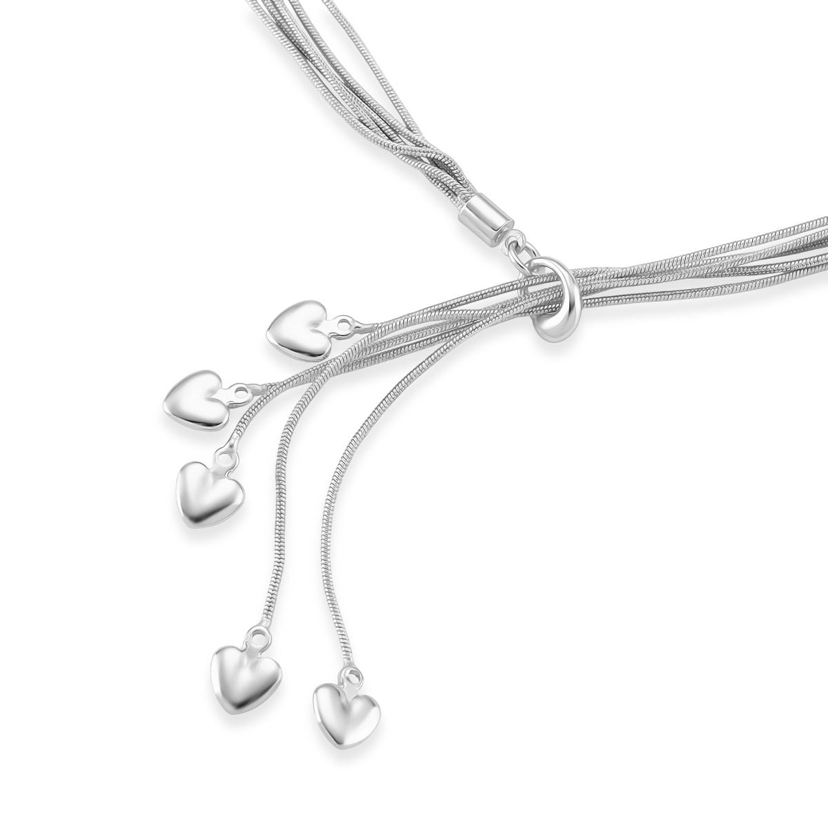 Lariat-Halskette mit Herz-Charms, nickelfreies Messing , ca. 50 cm