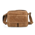 Echtleder Crossbody Tasche mit Überschlag und Mehrfachfächern, 25x8x18cm, Khaki