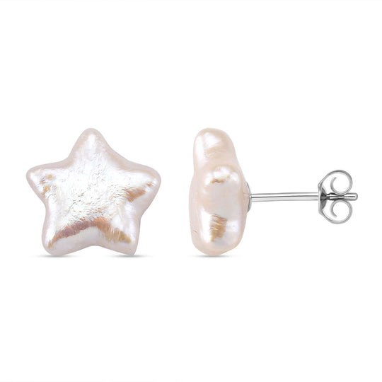 Keshi Perle florale Ohrstecker, 925 Silber rhodiniert
