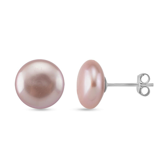 Mehrfarbige Keshi Perle (9-11mm) Münz Ohrstecker, 925 Silber rhodiniert