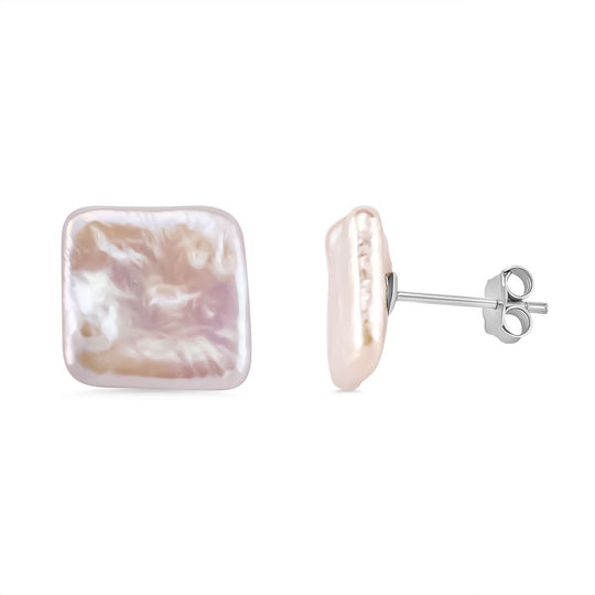 Keshi Perle florale Ohrstecker, 925 Silber rhodiniert
