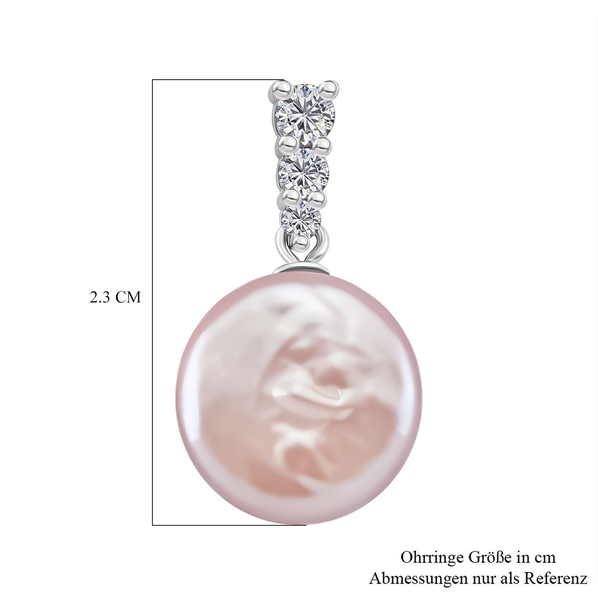 Mehrfarbige Keshi Perle, Weißer Zirkonia Ohrringe 925 Silber rhodiniert