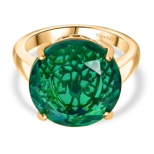 D joy Pfau Quarz Triplette Ring 925 Silber 750 Gelbgold Vermeil (Größe 16.00) ca. 11,80 ct