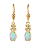 Natürlicher, äthiopischer Welo Opal, Tsavorite Granat Ohrringe 925 Silber vergoldet ca. 1.24 ct