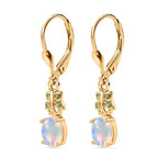 Natürlicher, äthiopischer Welo Opal, Tsavorite Granat Ohrringe 925 Silber vergoldet ca. 1.24 ct