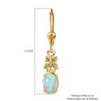 Natürlicher, äthiopischer Welo Opal, Tsavorite Granat Ohrringe 925 Silber vergoldet ca. 1.24 ct