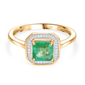 AAA Kagem Sambischer Smaragd, Weißer Diamant Ring 585 Gold (Größe 18.00) ca. 1,36 ct