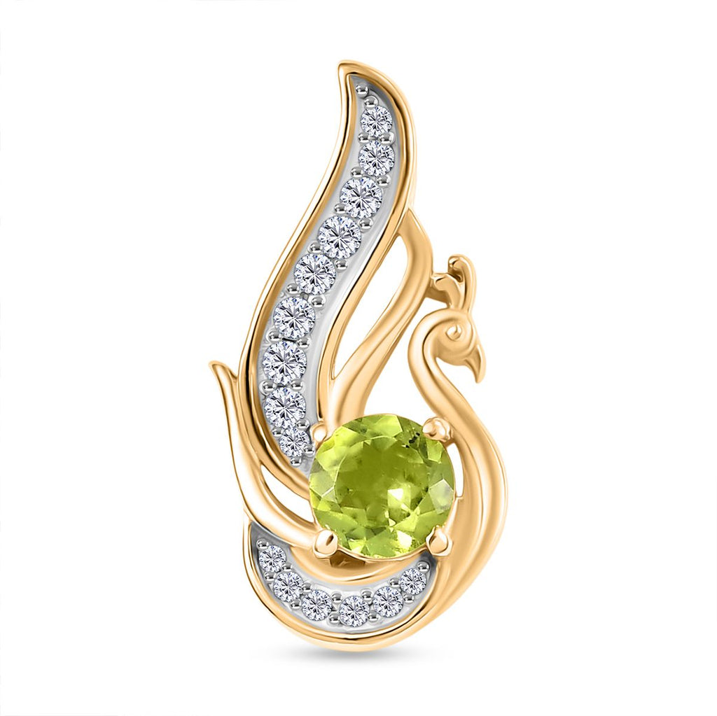 Peridot, Weißer Zirkon Anhänger 925 Silber vergoldet ca. 0.72 ct