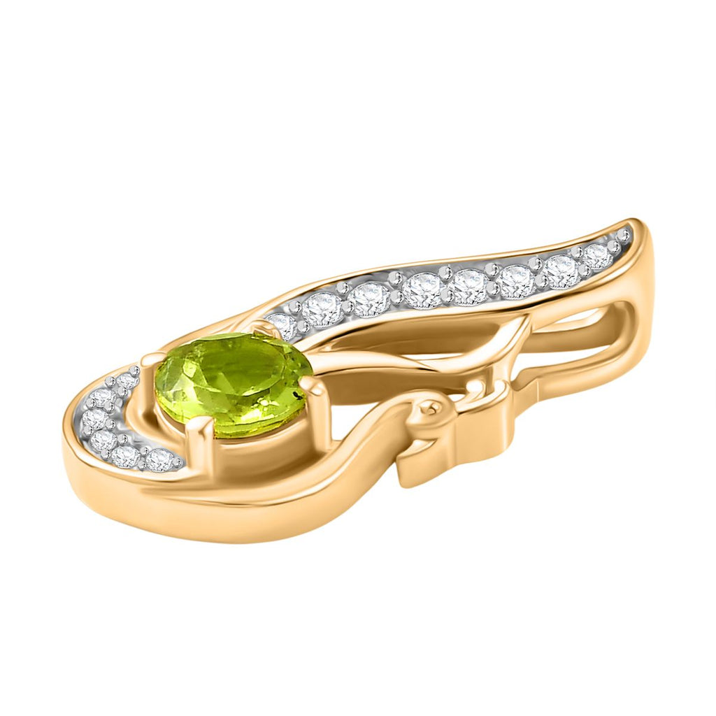 Peridot, Weißer Zirkon Anhänger 925 Silber vergoldet ca. 0.72 ct