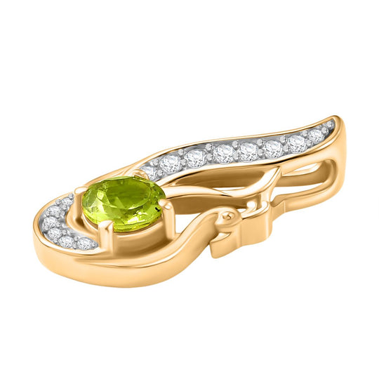 Peridot, Weißer Zirkon Anhänger 925 Silber vergoldet ca. 0.72 ct