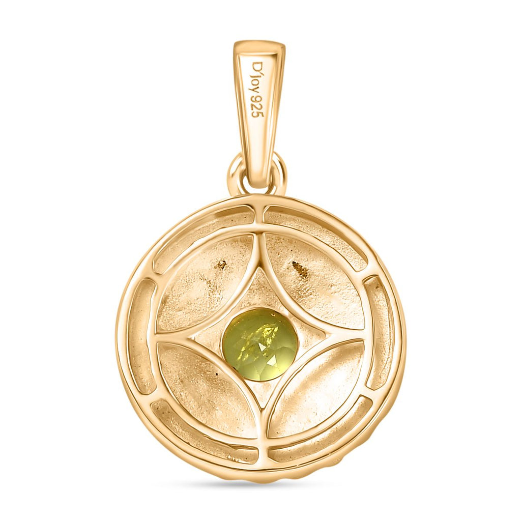 Natürlicher Peridot Anhänger, 925 Silber vergoldet ca. 0,54 ct.