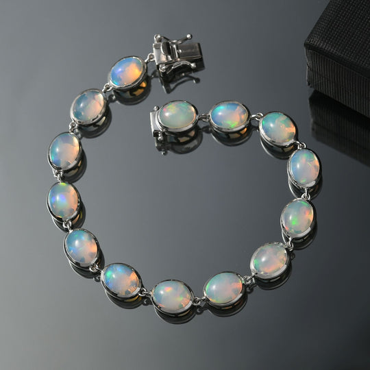 Opal Tide Turtle - D joy AA Natürlicher, äthiopischer Welo Opal Armband ca. 20 cm 925 Silber rhodiniert ca. 17,57 ct.