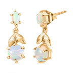 Mystic Leafdrop - D joy AA Natürlicher, äthiopischer Welo Opal Ohrringe 925 Silber vergoldet ca. 1,55 ct.