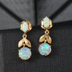 Mystic Leafdrop - D joy AA Natürlicher, äthiopischer Welo Opal Ohrringe 925 Silber vergoldet ca. 1,55 ct.