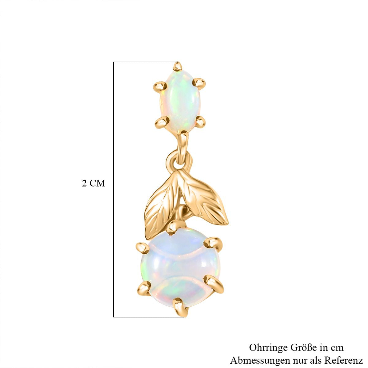 Mystic Leafdrop - D joy AA Natürlicher, äthiopischer Welo Opal Ohrringe 925 Silber vergoldet ca. 1,55 ct.