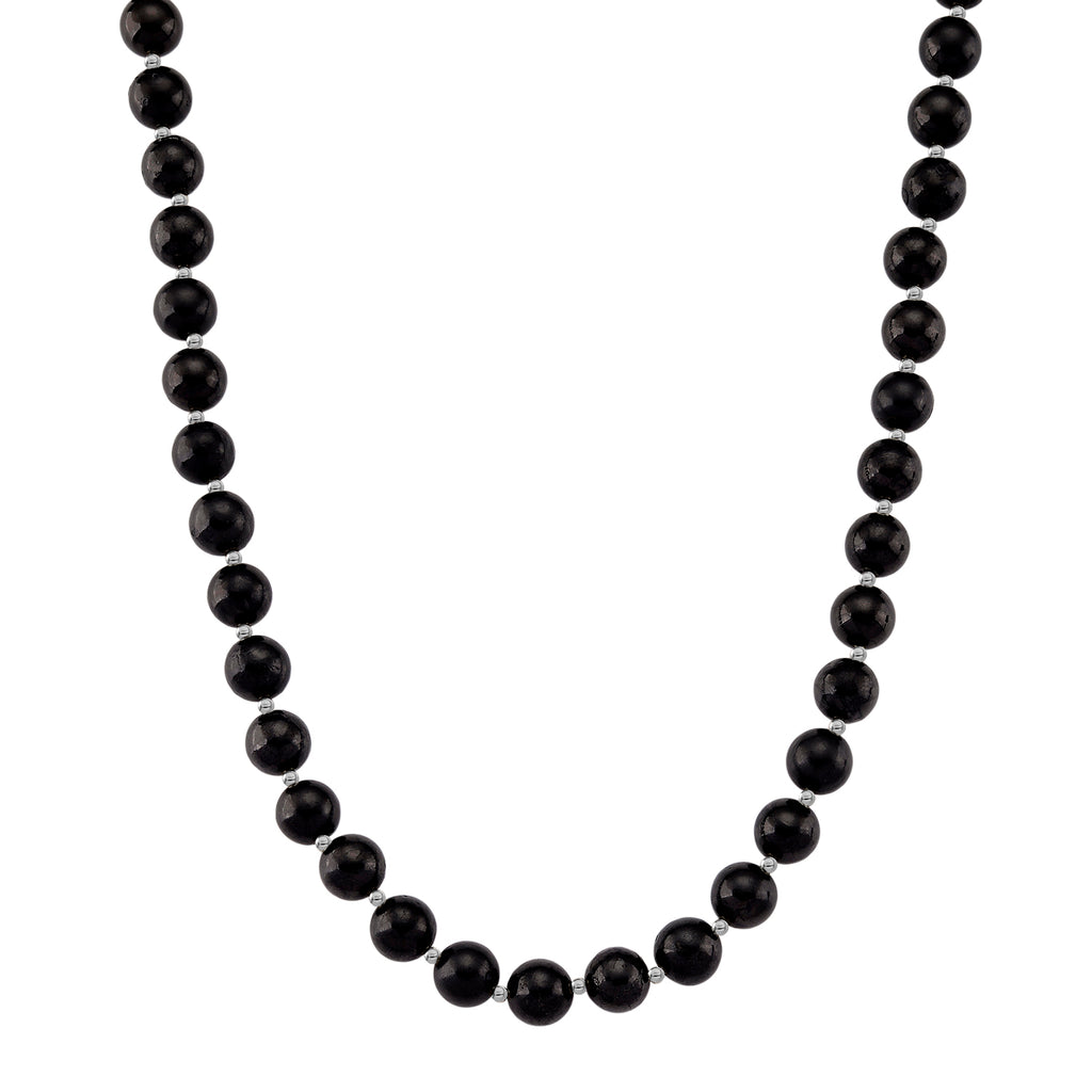 Shungit Halskette ca. 50 cm 925 Silber rhodiniert ca. 412.50 ct