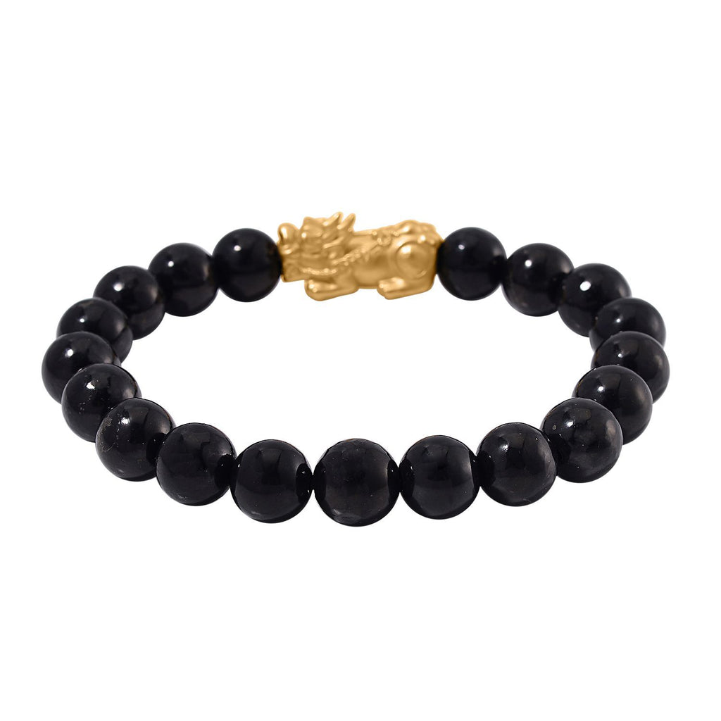 Shungit Armband, flexibel, 925 Silber vergoldet ca. 125.00 ct