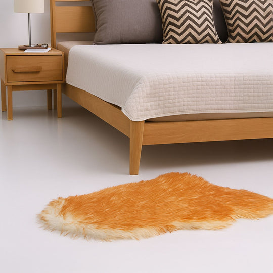 LIVMORE - Kunstfell-Teppich im Dip-Dye-Look mit Schaumstoffunterlage, 60x100 cm, Braun