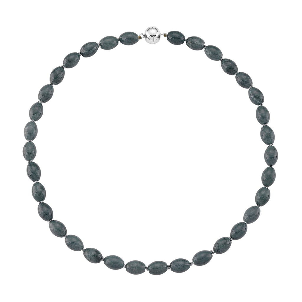Natürlicher Olmek Jadeit Halskette ca. 50 cm 925 Silber Rhodiniert ca. 350,00 ct.