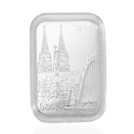 999er Silberfolie mit Kreuz der Einheit Motiv, ca. 26x40 mm. ca. 10.00 mg