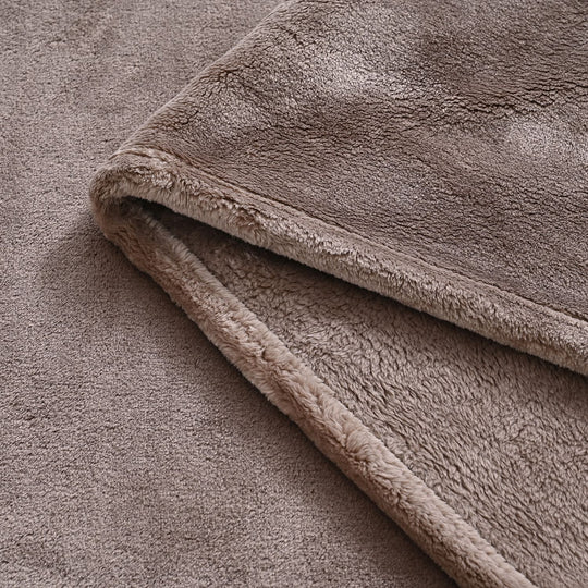 Serenity Night - Luxuriöse Mikroflanell-Decke, 550 GSM, Superweich und Kuschelig, 150 x 200 cm, Champagner-Taupe