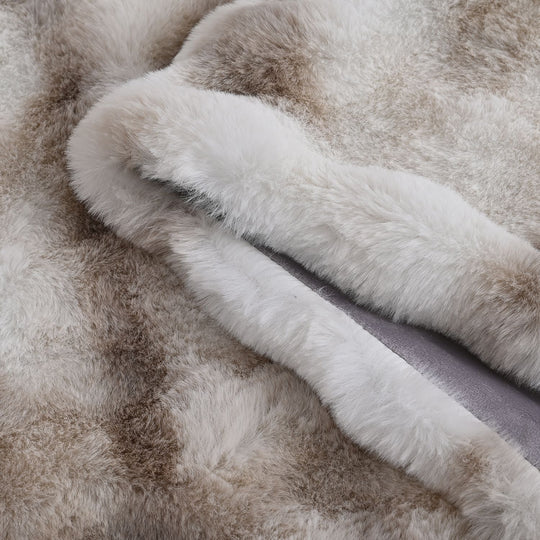 LIVMORE - Doppel-Layer-Kunstfell-Decke mit Mikromink-Rückseite, 150x200 cm, Beige