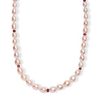 Premium Pfirsich-Süßwasser Perle, Rubellit Halskette ca. 45 cm 925 Silber 750 Gelbgold vermeil 170.70 ct