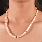 Premium Pfirsich-Süßwasser Perle, Rubellit Halskette ca. 45 cm 925 Silber 750 Gelbgold vermeil 170.70 ct