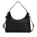 Echtleder-Hobo-Tasche mit abnehmbarem Schulterriemen, 41x10x35cm, Tiefschwarz