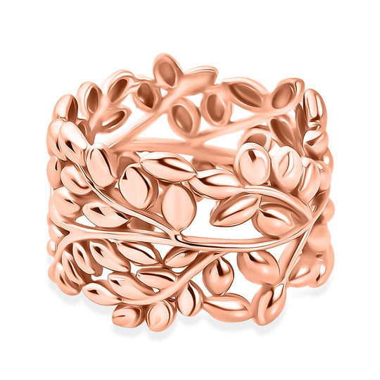 Designer Inspirierter- Blatt Ring, Rosegoldfarben (Größe 19.00) ca. 5,62g