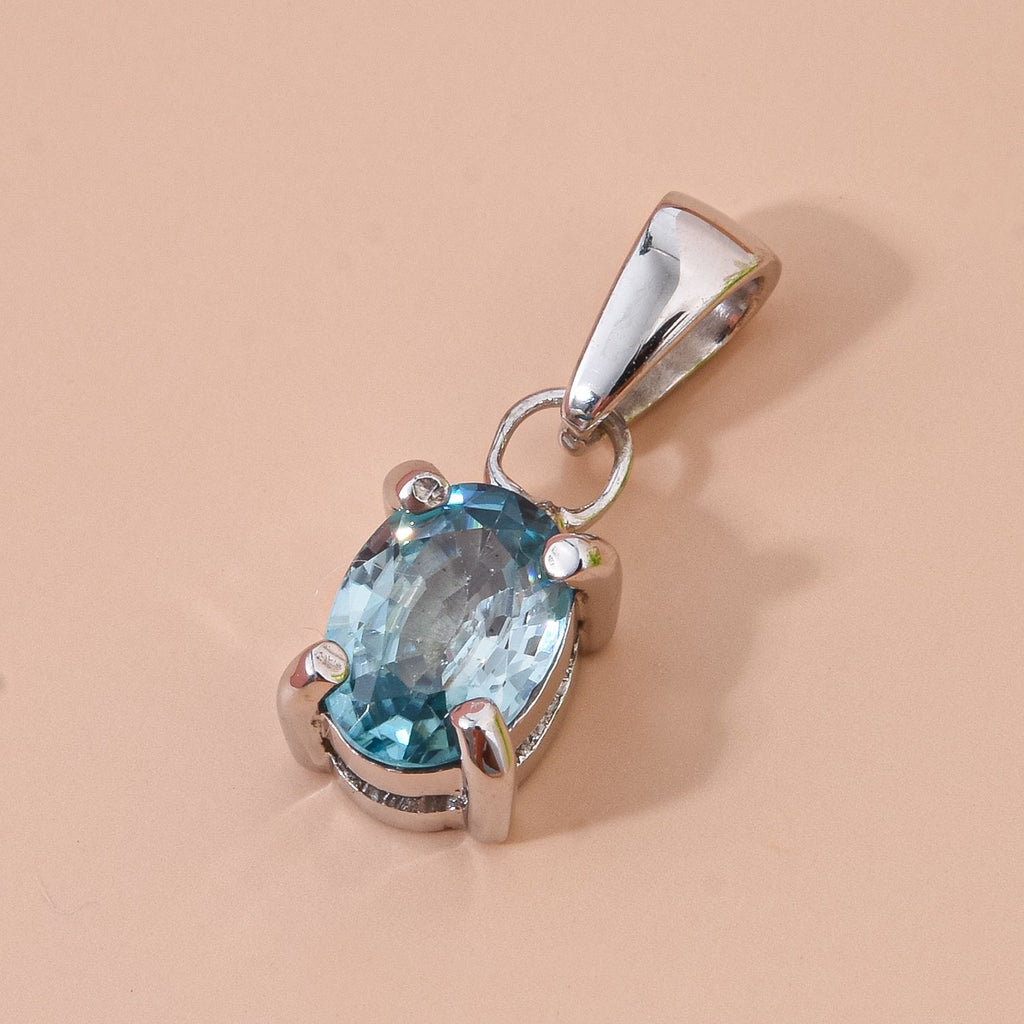 AA Blauer Zirkon Anhänger 925 Silber rhodiniert ca. 1,19 ct.