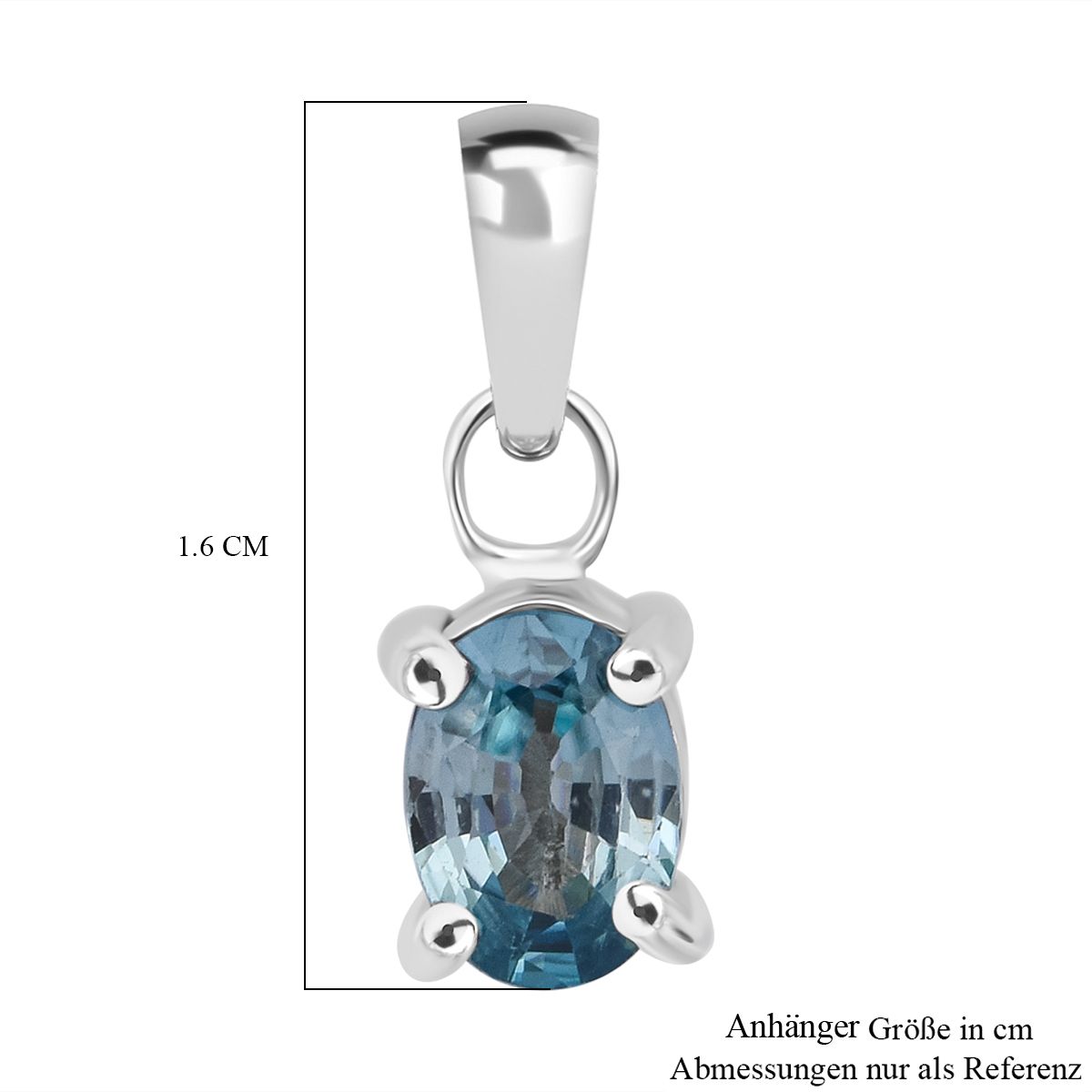 AA Blauer Zirkon Anhänger 925 Silber rhodiniert ca. 1,19 ct.