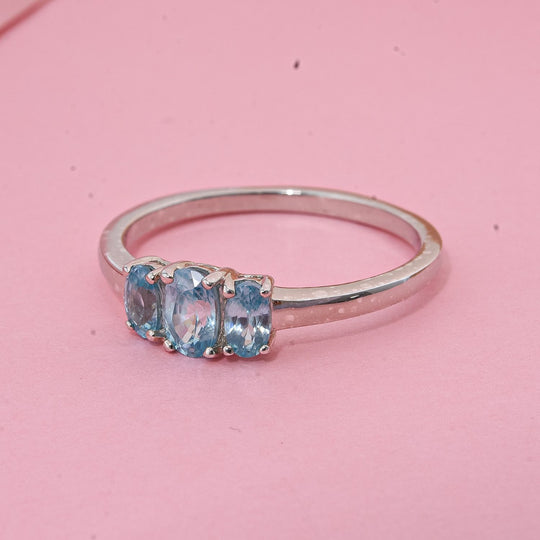 AA Blauer Zirkon Ring 925 Silber rhodiniert (Größe 18.00) ca. 1,44 ct