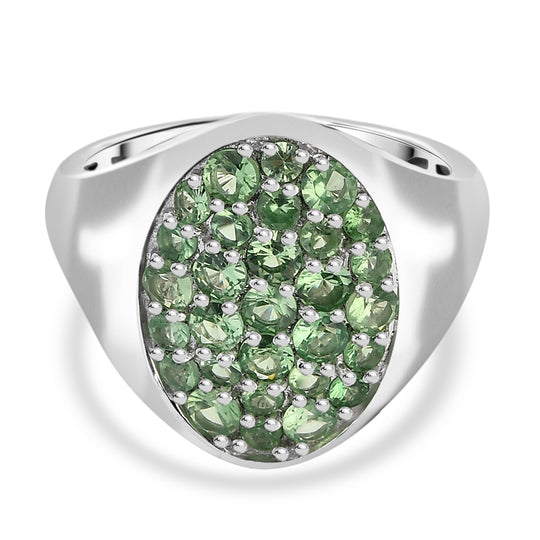 D’joy Tsavorite Granat Ring 925 Silber rhodiniert (Größe 19.00) ca. 1,57 ct