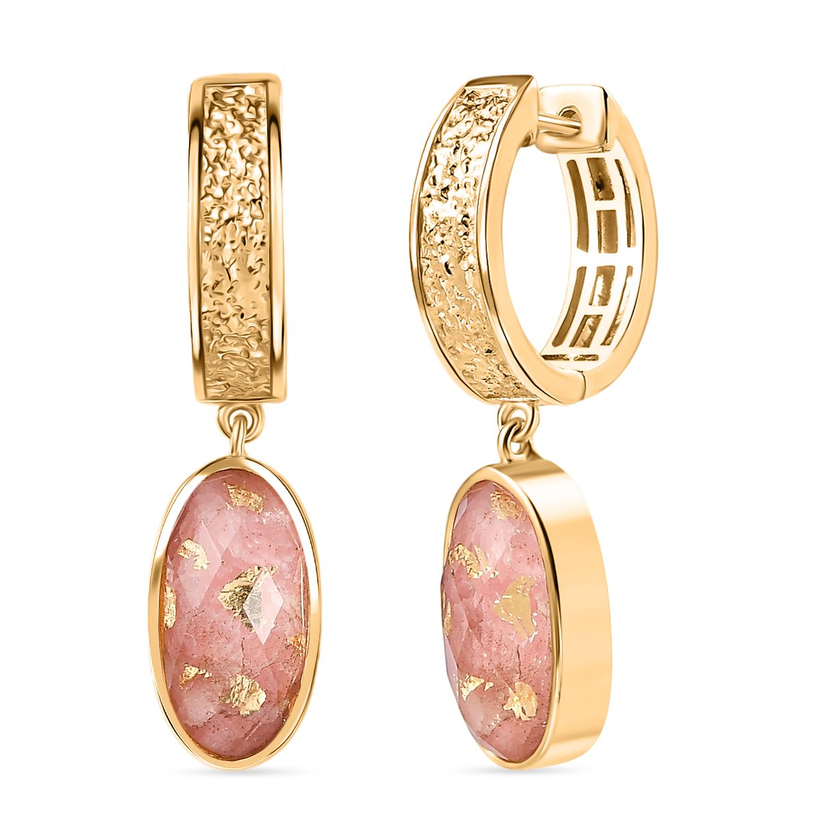 SHOPLC EXKLUSIV D'Joy Blattgold-Quarz Ohrringe 925 Silber 750 Gelbgold Vermeil ca. 8,58 ct.