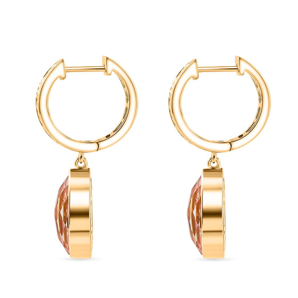 SHOPLC EXKLUSIV D'Joy Blattgold-Quarz Ohrringe 925 Silber 750 Gelbgold Vermeil ca. 8,58 ct.