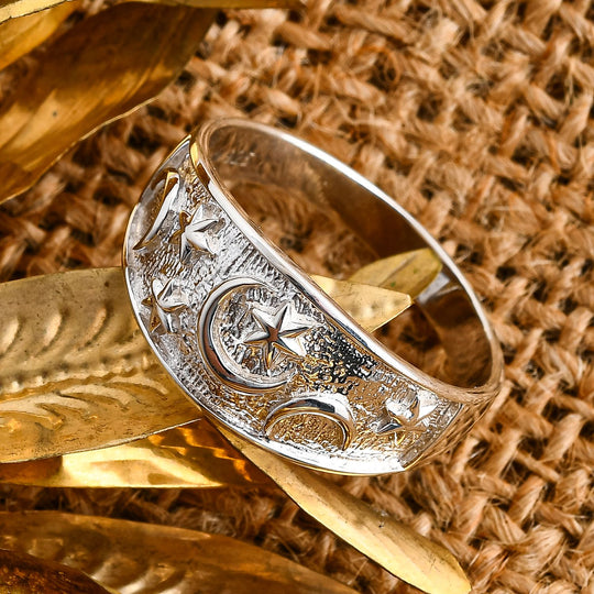 Royal Bali - 925 Silber Stern-Mond Ring (Größe 16.00) ca. 5,30g