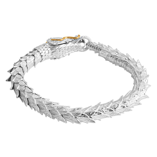 Royal Bali - Drachen Armband ca. 19 cm, 925 Silber 916 Gelbgold Vermeil ca. 44,17g