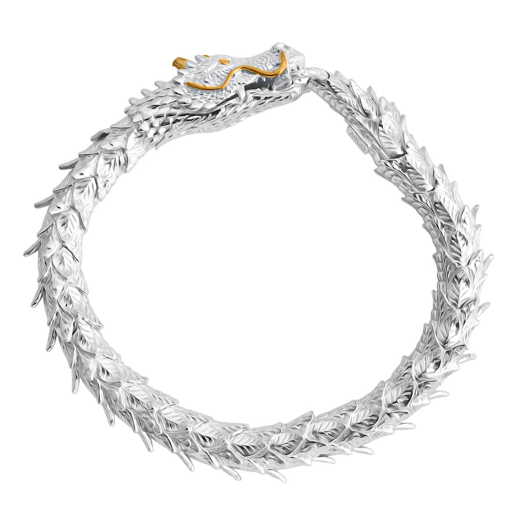 Royal Bali - Drachen Armband ca. 19 cm, 925 Silber 916 Gelbgold Vermeil ca. 44,17g
