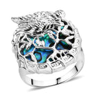 Royal Bali - Abalone Muschel Drachen mit Lebensbaum Ring 925 Silber (Größe 17.00)