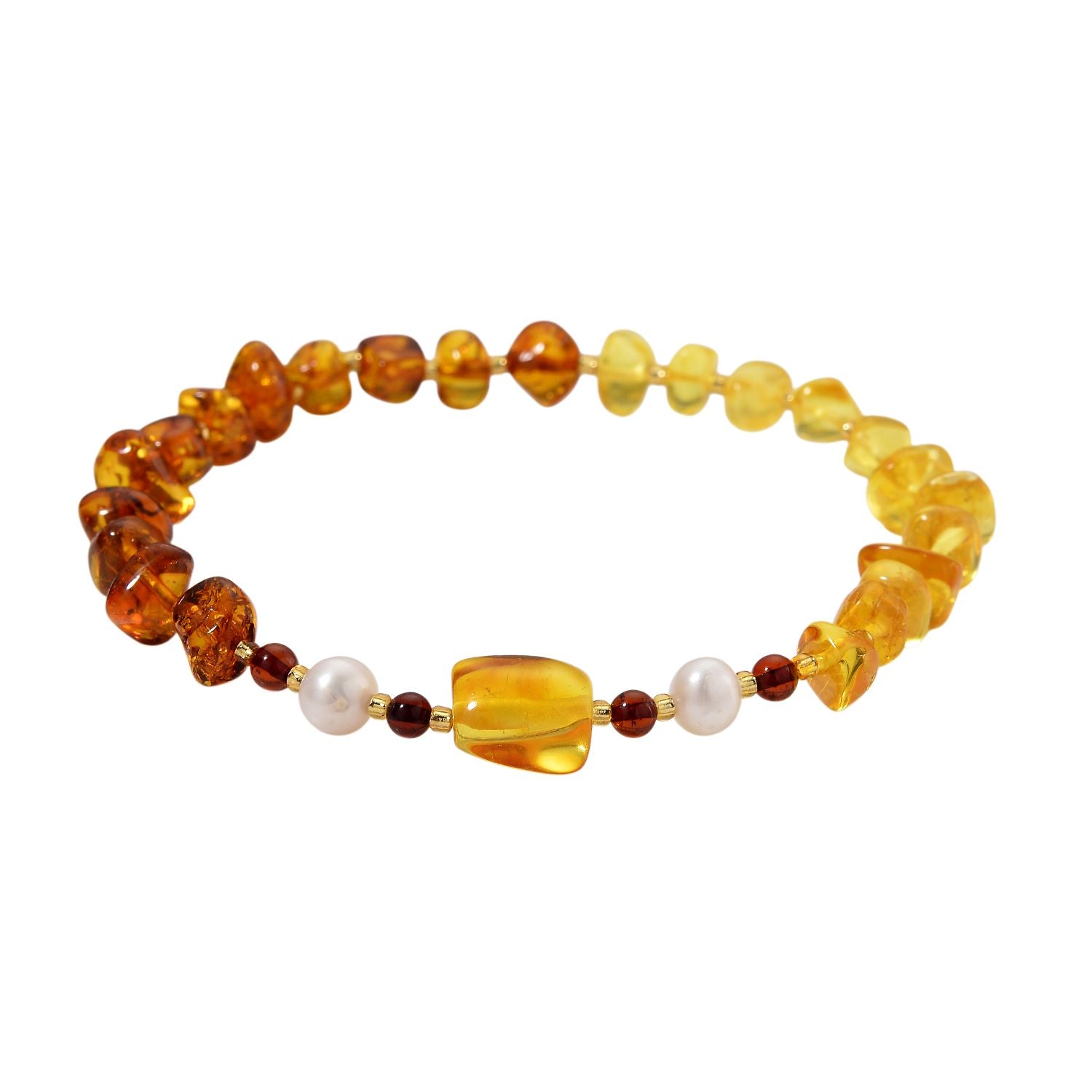 Weiße Süßwasser Perle (7 mm), Bernstein Armband, Flexibel
