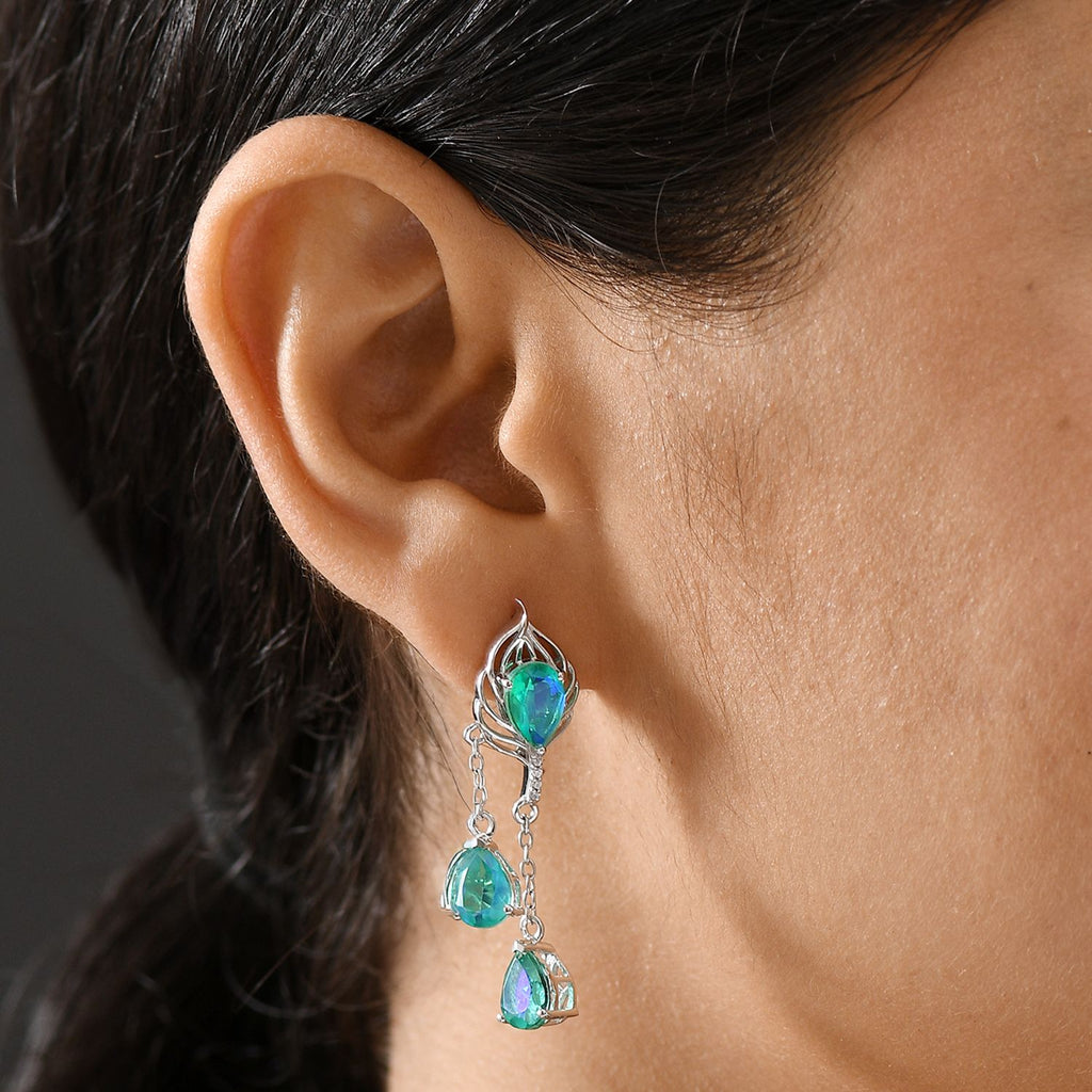 D joy Pfau Quarz Triplette Ohrringe 925 Silber rhodiniert ca. 7,88 ct.