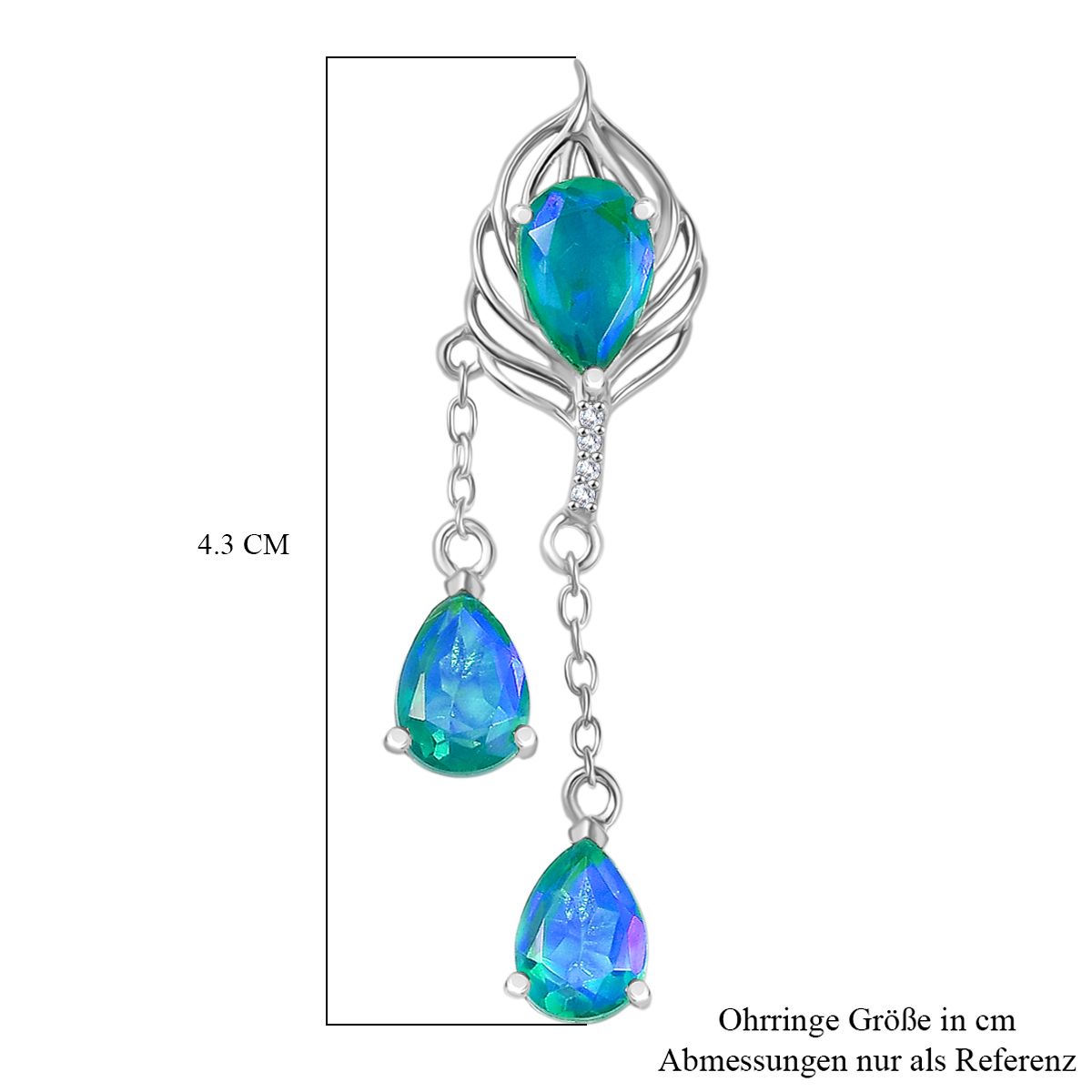 D joy Pfau Quarz Triplette Ohrringe 925 Silber rhodiniert ca. 7,88 ct.