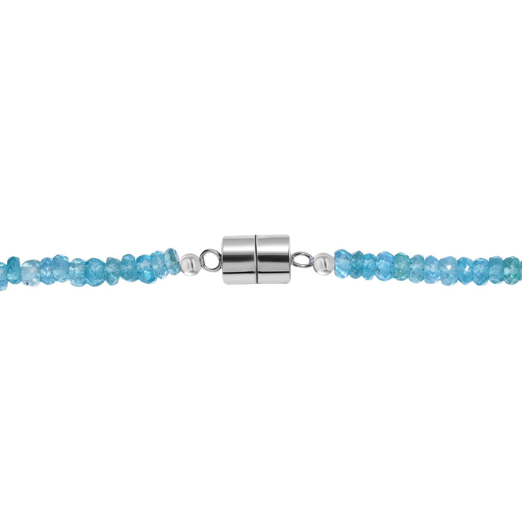 Betroka Blauer Apatit Halskette ca. 45 cm 925 Silber rhodiniert ca. 85.00 ct