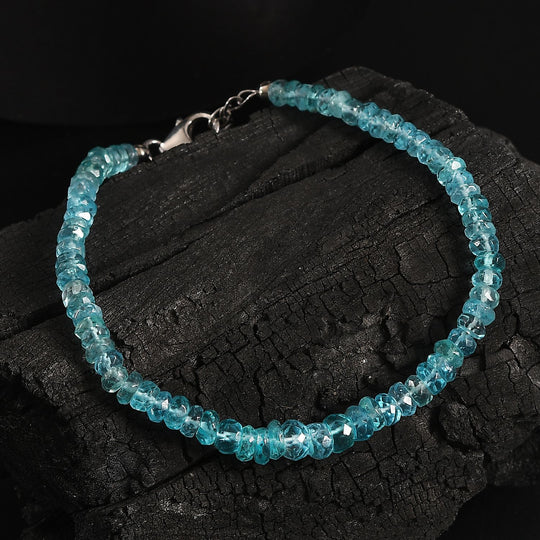 Betroka Blauer Apatit Armband ca. 19 cm 925 Silber rhodiniert ca. 36,00 ct.