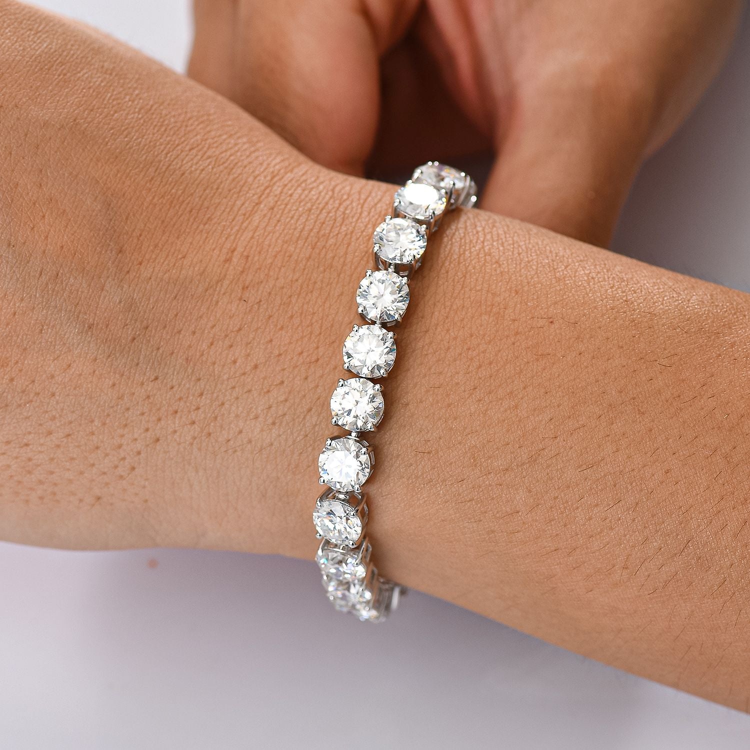 Moissanit Armband ca. 19 cm 925 Silber rhodiniert ca. 29.53 ct