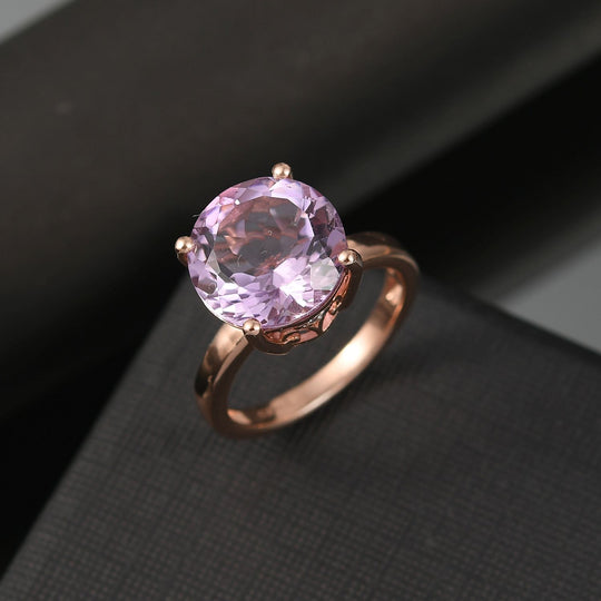 AA Rose De France Amethyst, Weißer Zirkon Ring 925 Silber 750 rosévergoldet (Größe 18.00) ca. 5.94 ct