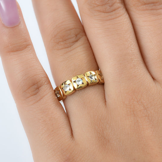 D joy AAA Premium Malagasy Regenbogen Mondstein Ring, 925 Silber 750 Gelb vergoldet (Größe 21.00) ca. 0.36 ct