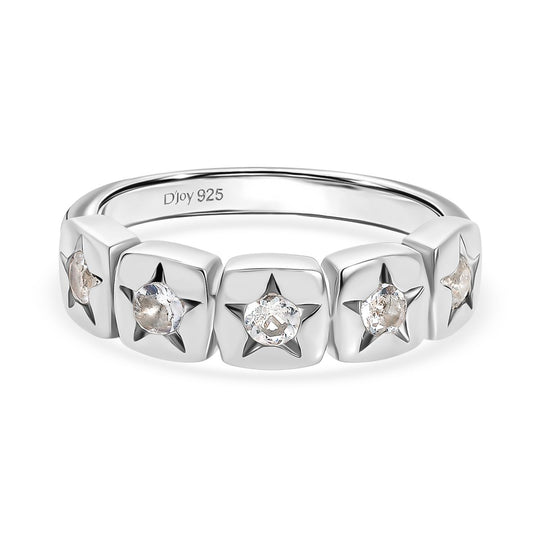 D joy AAA Premium Malagasy Regenbogen Mondstein Ring, 925 Silber 750 Gelb vergoldet (Größe 21.00) ca. 0.36 ct